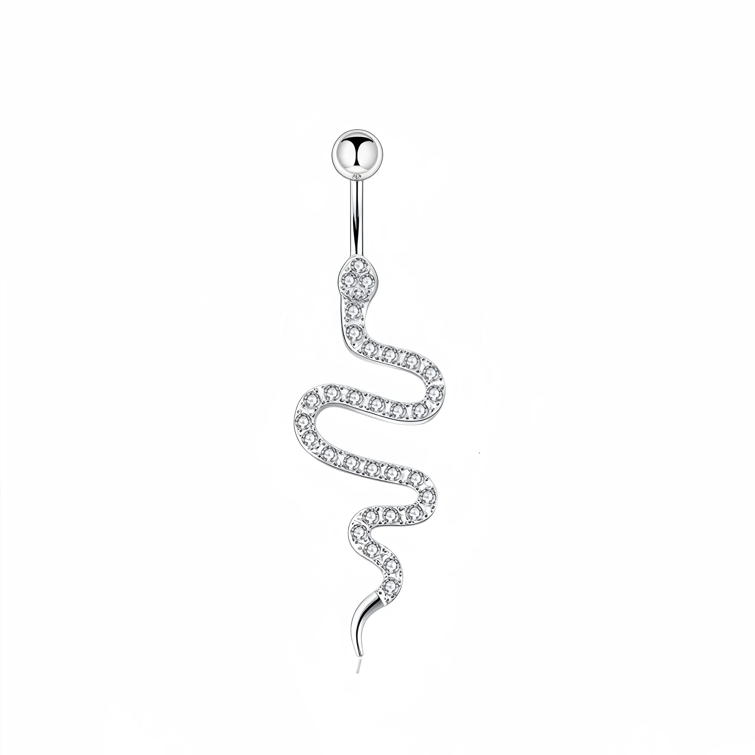 Snake Crystal Diamond Belly Piercing Surgical Stainless Steel Dangle Belly Button Ring Snake Navel Rings for Women