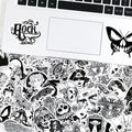 E-50pcs Black and White Gothic Horror Series Stickers Punk European American Gothic Cool  Stationery Bike Guitar