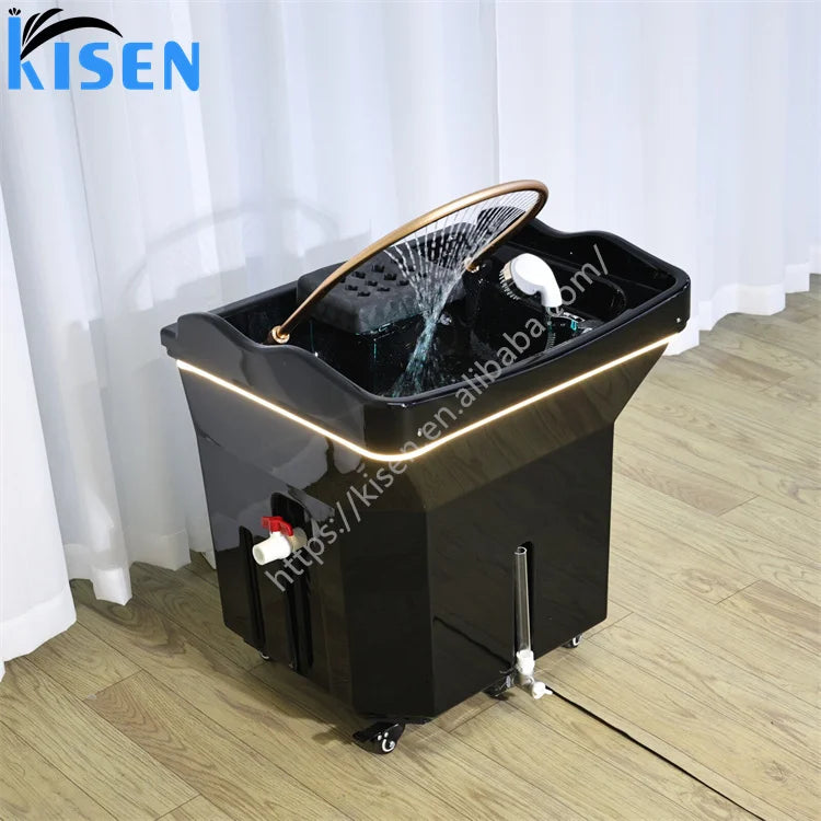 Mobile Portable Shampoo Sink Japanese Head Spa Portable Bowl Heating Storage Water Spa Shampoo Basin With 60l Water Tank Steam