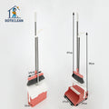 New Household Cleaning Windproof Broom Dustpan Set PET Broomhead Stainless Steel Teeth Design Convenient Plastic Accessory
