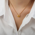 2024 New Glossy Titanium Steel 18K Gold Plated Earrings Design Peach Heart Pendant Necklace Earring Set Non Tarnish for Women