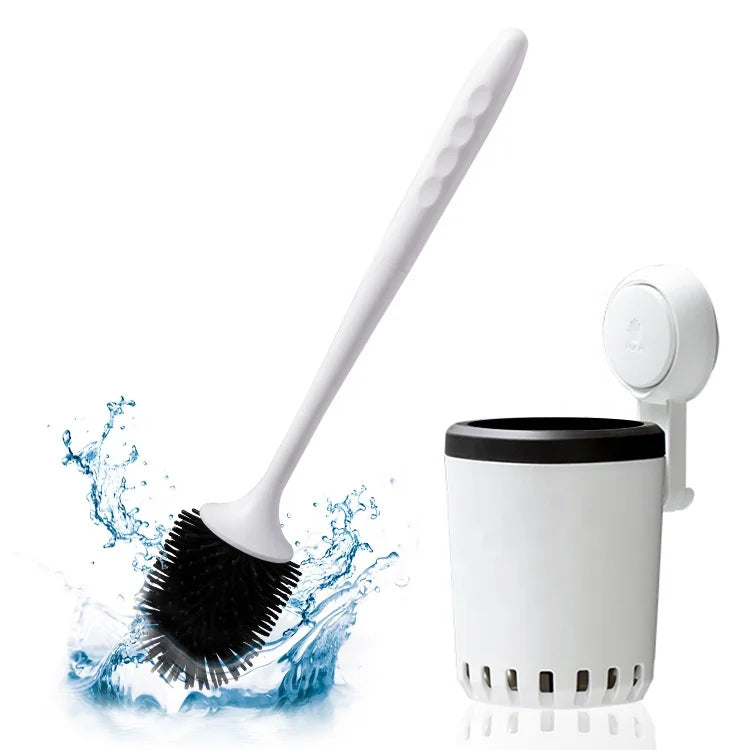 Anti Drip Silicone Toilet Brush Bathroom Plastic Holder Soft TPR Cleaning Silicon Toilet Brush