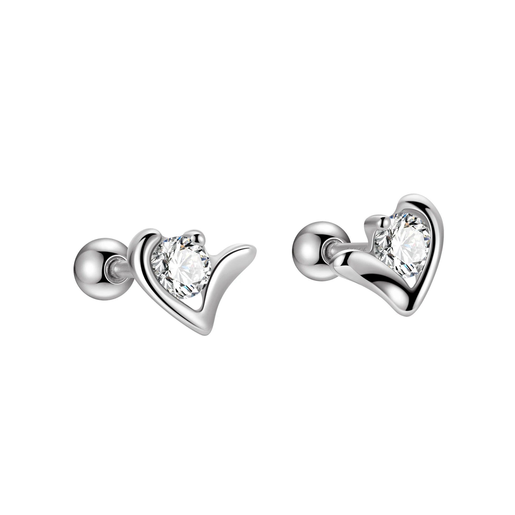 Fashion Promotion 925 Sterling Silver Earrings New Design Heart Shaped Zircon Diamond Stud Earrings for Women Girl