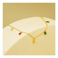 Women's Summer 925 Sterling Silver Water Drop Charm Necklace Bracelet 18K Gold Plated with Colorful Zircon for Wedding or Gift