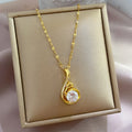 Wholesale Fashion Shiny Micro Inlaid Zircon Pendant Necklace Gold Plated Stainless Steel Necklace for Women Clavicle Choker
