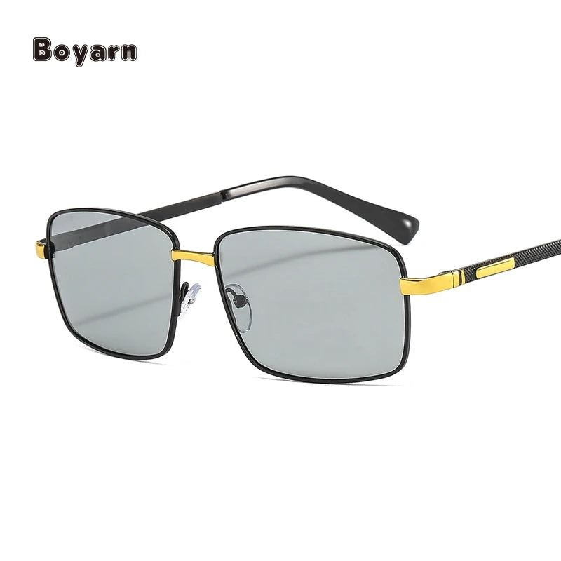 Boyarn Mens Vintage Square Sunglasses UV400 Lens Eyewear Fashion Photochromic Polarized Male Sunglasses for Men Shades