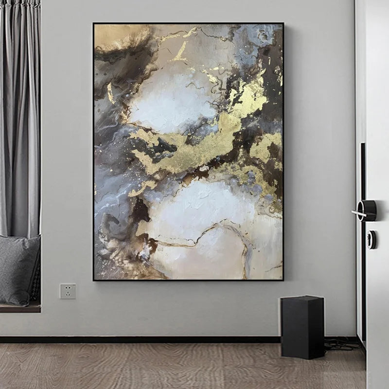 Silk Painting Decor Gold Modern Handmade Painting Canvas Colour Art Textured Oil Painting Abstract Canvas Wall Art Cuadros