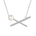S925 Sterling Silver Moissanite Diamond Cross Necklace With Premium Pearl for Wedding Engagement or Gift