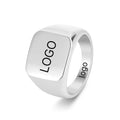 ShuoyeW 17mm Stainless Steel Ring Silver Black Gold Square Smooth Face Basic Style Engraved Stainless Steel Ring Finger Ring 543