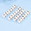 Wholesale 100% Food Grade Square Silicone Letter Bead 12mm Focal Snow Alphabet Beads