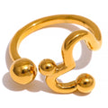 JINYOU 1393 Unique 18k Gold  Plated Heart Irregular Stainless Steel Open Ring Stylish Chic Finger Fashion Charm Creative Jewelry