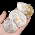 Exaggerated Big Geometric Oval Heart Natural Freshwater Pearl Mother of Shell Necklace
