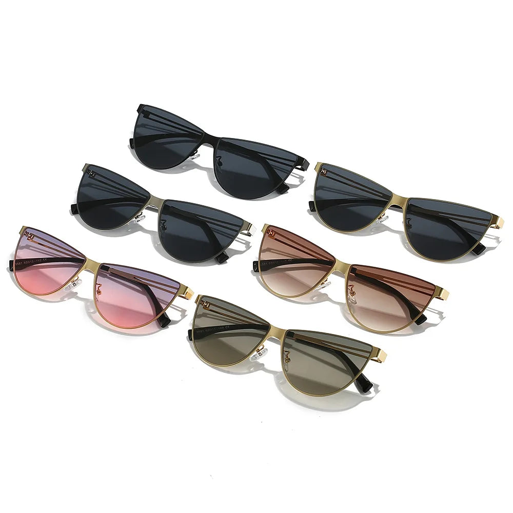 Trend Cat Eye Customized Logo Metal Frame Round Half Rim Glasses Sun Glasses For Men In Bulk