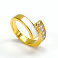 Wholesale 18K Rose Gold Plated Stainless Steel Wedding Rings Luxury Cubic Zirconia for Women Lovers Titanium Steel Wedding Band