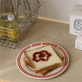Solhui English Alphabet Round Ceramic Good Morning Plates Afternoon Tea Plate With Double Lines