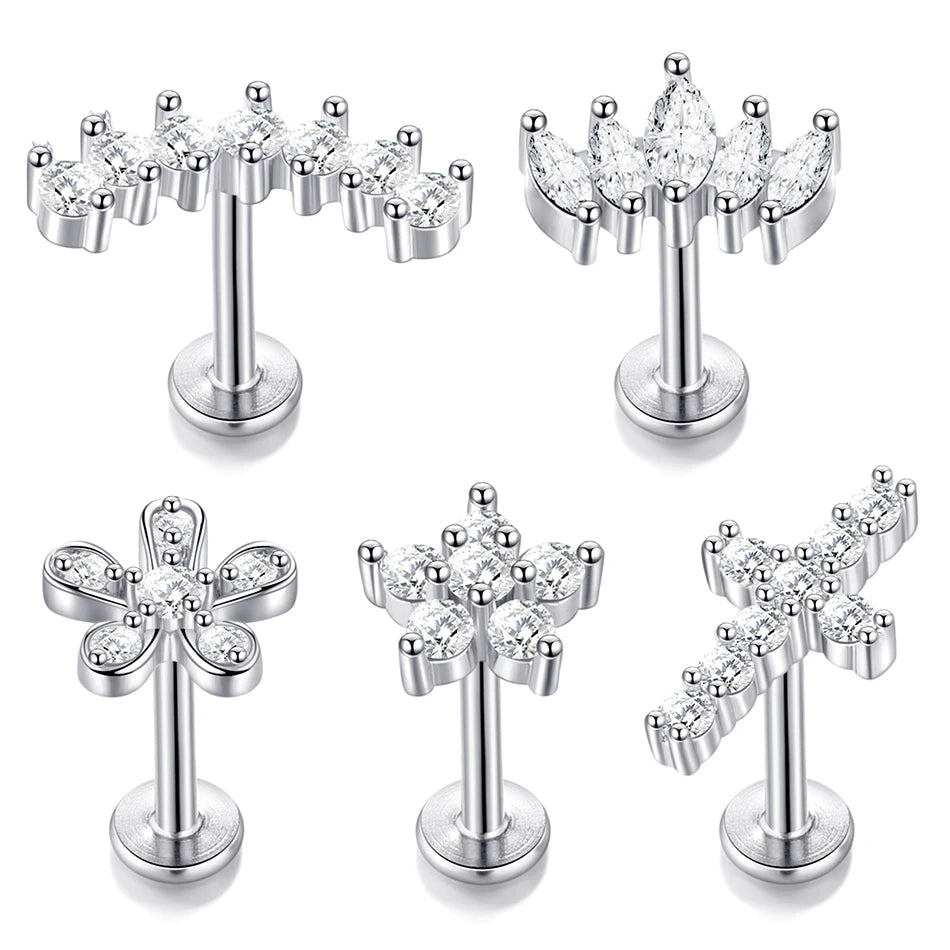 Stainless Steel Lip Stud Internally Threaded Labret Piercing Variety of Styles Tragus Ear Piercing Jewelry