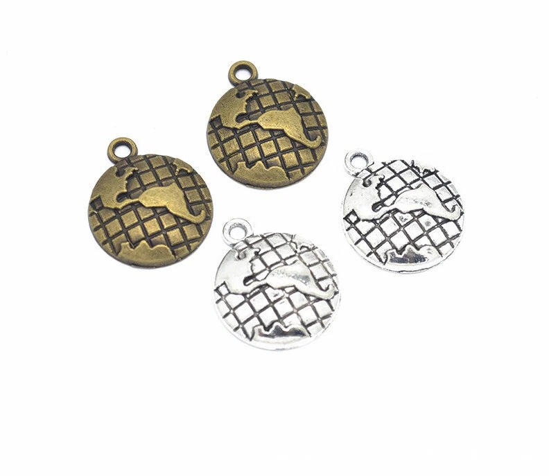 AA00269 Globe Charms Antique Mini Globe Charm Pendants Earth Pendants for Jewelry Making