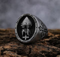 Religious Christian Jewelry Ring Jesus Christ Gold Plated Silver Cross Signet Ring Stainless Steel