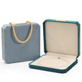 Velvet Necklace Box Blue Pearl Necklace Velvet Green Custom Boxes with logo Packaging Ring Box