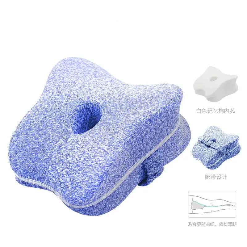 Factory Wholesale Apple Shaped Memory Foam Leg Elevation Pillow with Strap Knitted Technique for Side Sleepers
