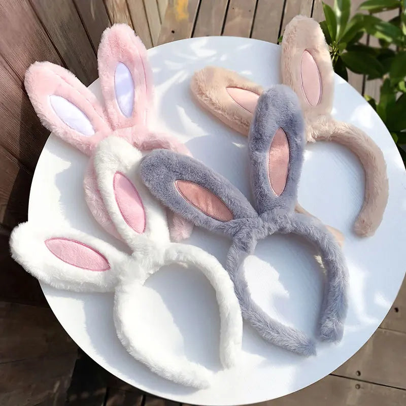 Cartoon Rabbit Ears Plush Bunny Hairband Fabric Adjustable Size Cute Hairpin Party Hair Accessories for Women