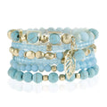 5pcs/Set Boho Bracelets Women Multi-Layer Stackable Sparkly Crystal Beaded Stretch Bracelets Set Girls Bead Bracelet Jewelry Set