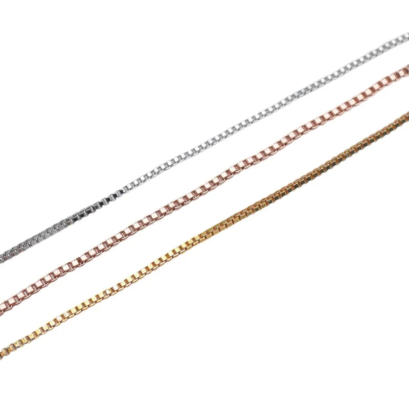 Wholesale Gold Silver Rose Gold Plated 18Inches 1mm Box Chain Necklace for Women Men
