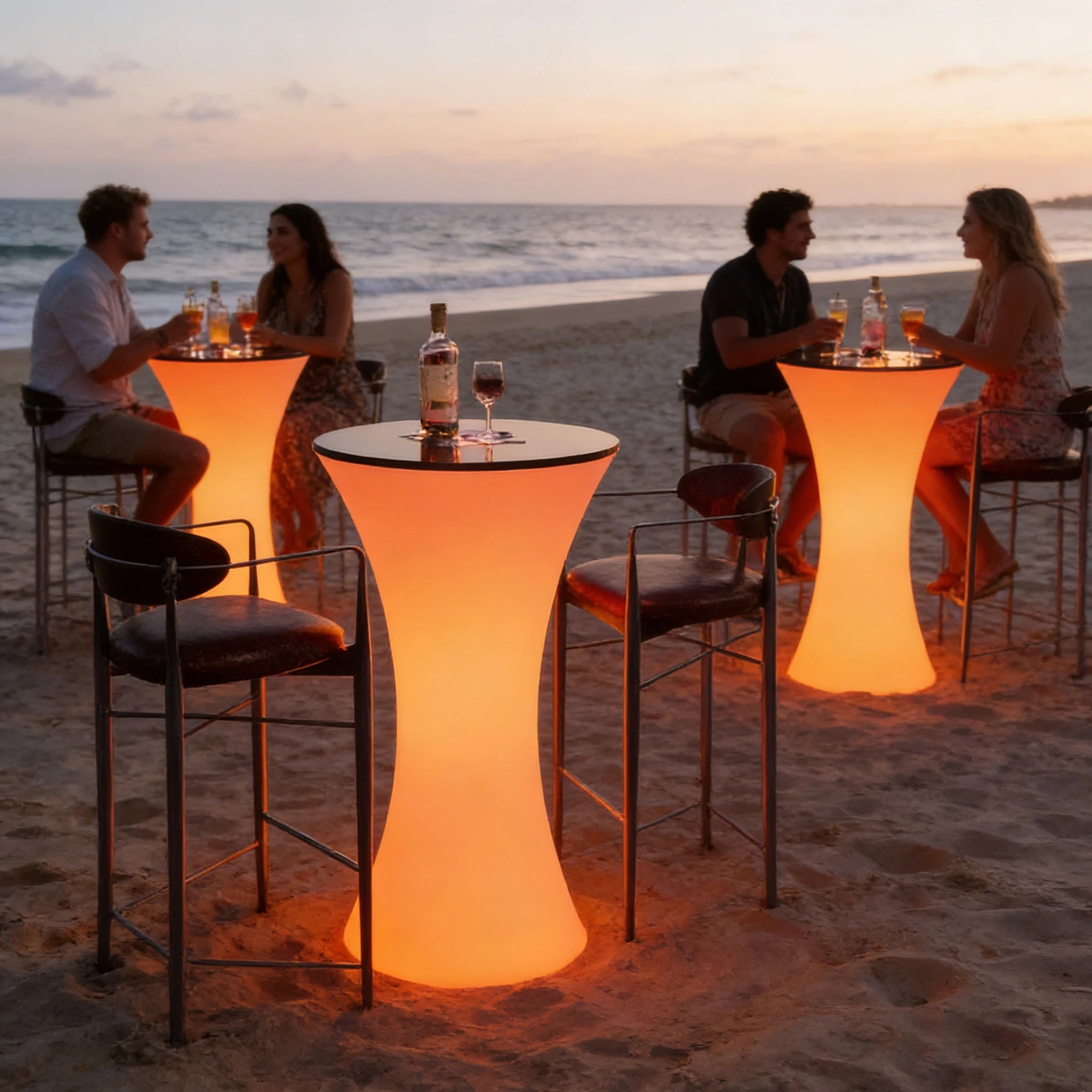 Outdoor Restaurant Garden Patio Event Party Lounge Cube Seats Plastic Furniture Led bar Chairs and Tables Stools Set