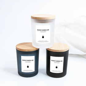 Luxury Logo Printing White Black Tumbler Glass Candle Jars with Bamboo Lid in Bulk