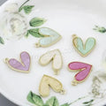 DIY Fashion Brass Heart Jewelry Pendants with Acrylic Vacuum Ion Plating More Colors for Choice 15x19mm 1666487