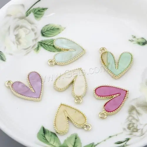 DIY Fashion Brass Heart Jewelry Pendants with Acrylic Vacuum Ion Plating More Colors for Choice 15x19mm 1666487