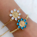 BC1475 Chic Dainty 18k Gold Plated Crystal Diamond CZ Zircon Our Lady of Guadalupe Virgin Mother Mary Charm Bolo Chain Bracelets
