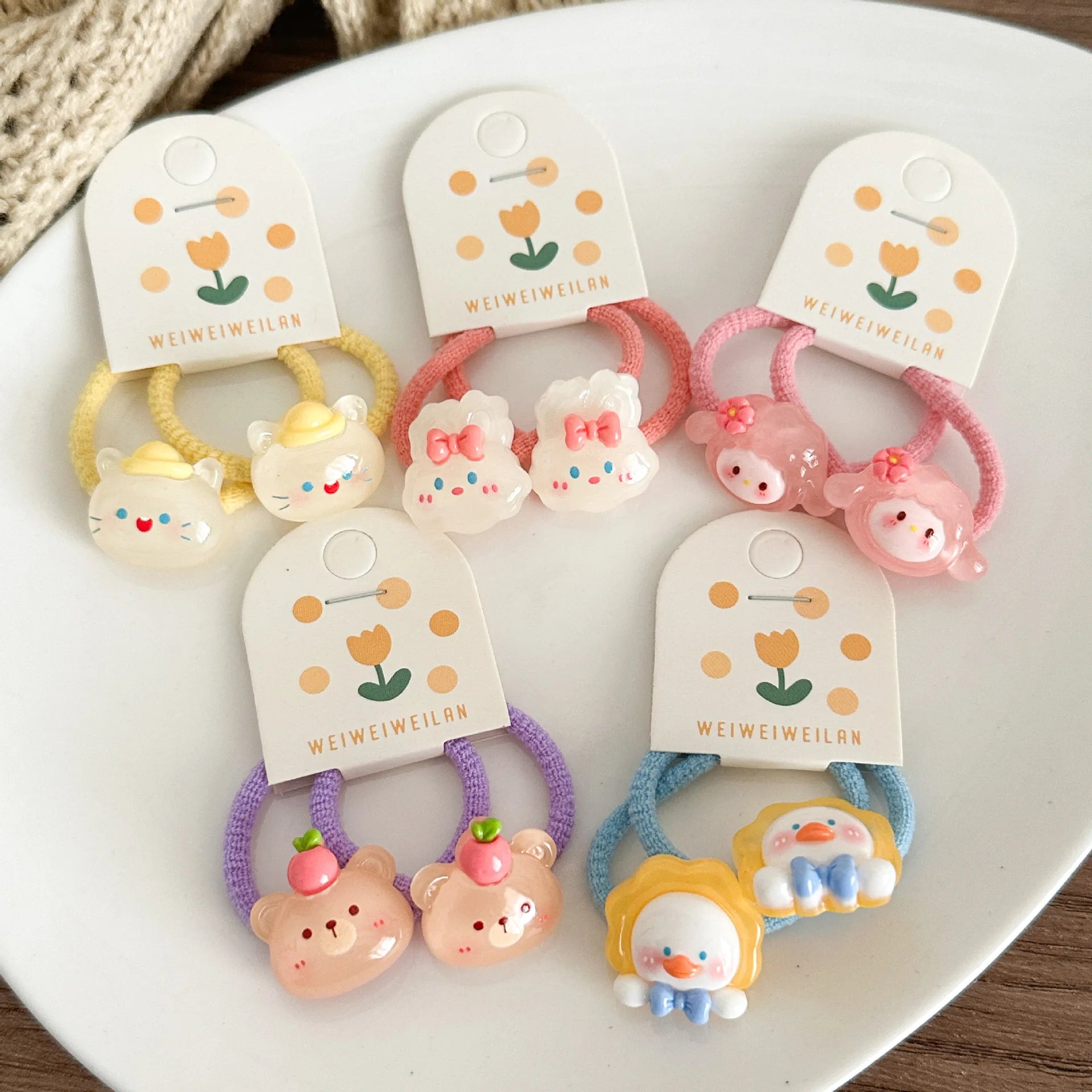 Cartoon Animal Hair Rubber Bands Cute Soft Elastic Hair Ties Sweet Hair Accessories for Girls Kids