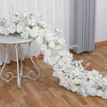 C-FR010 Wholesale Customized Artificial Silk Rose White Flower Table Runner Row for Wedding Party Event Decoration