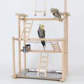 Parrot Bird Playground - Parrot Toy Training Perch Stand Bird Entertainment Toy Climbing Frame with Ladder Swing and Rope L