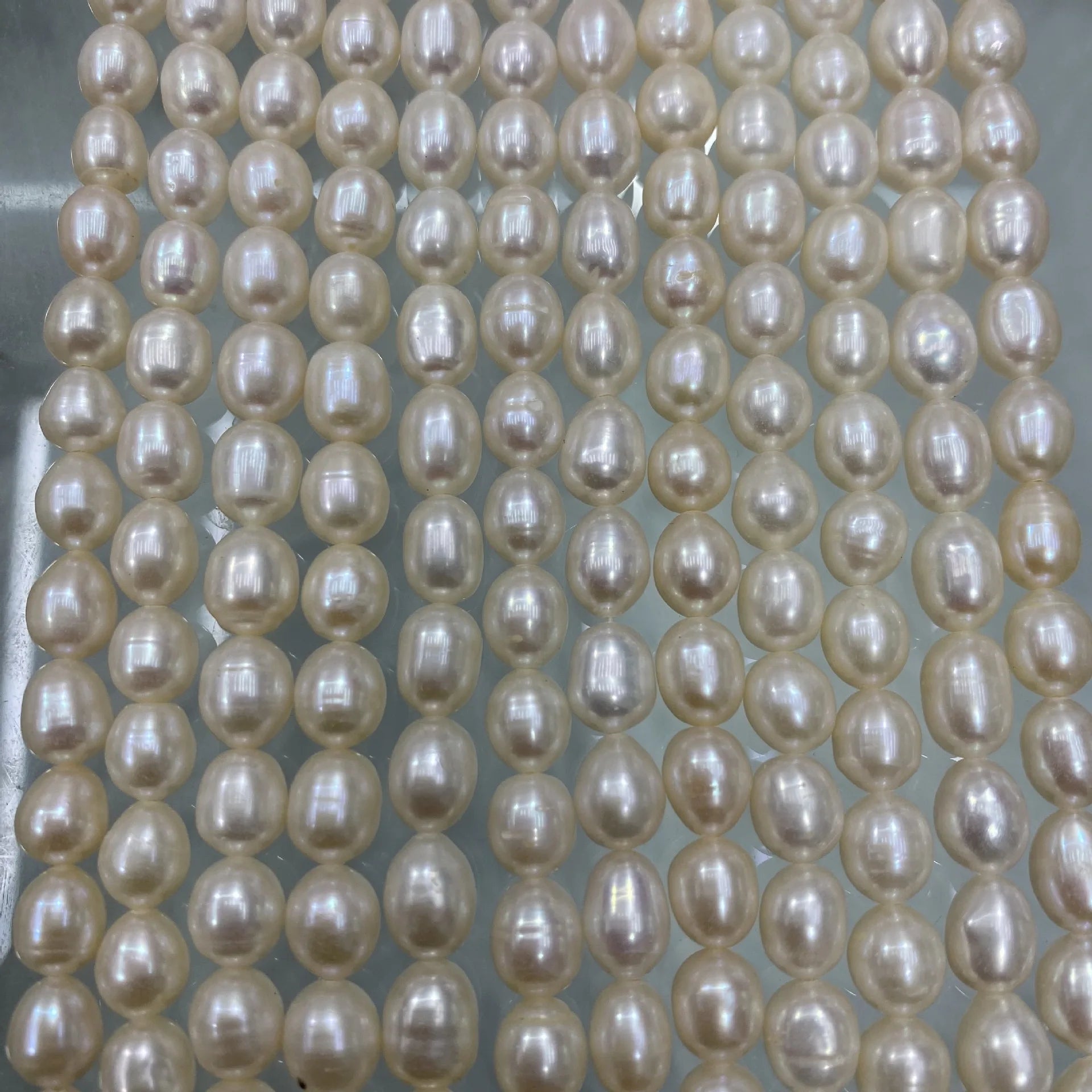 Wholesale 7-8mm Natural White Freshwater Rice Shaped Pearls SIze  Loose Strands for Jewelry