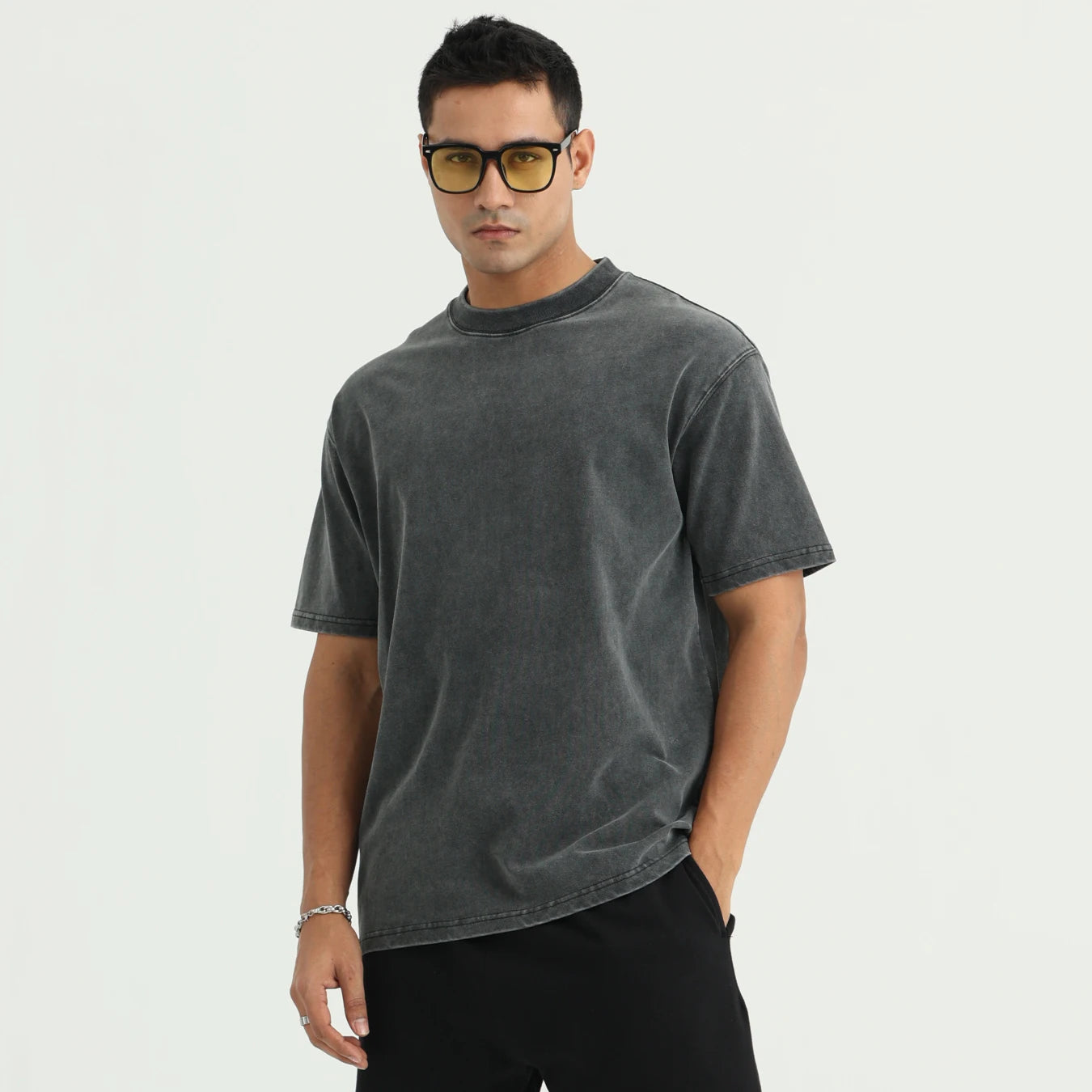 Crew Neck Solid Colors Men Perfect Fit Vintage Washed Tee Unisex Cotton Short Sleeve Casual Shirts Tee Tops