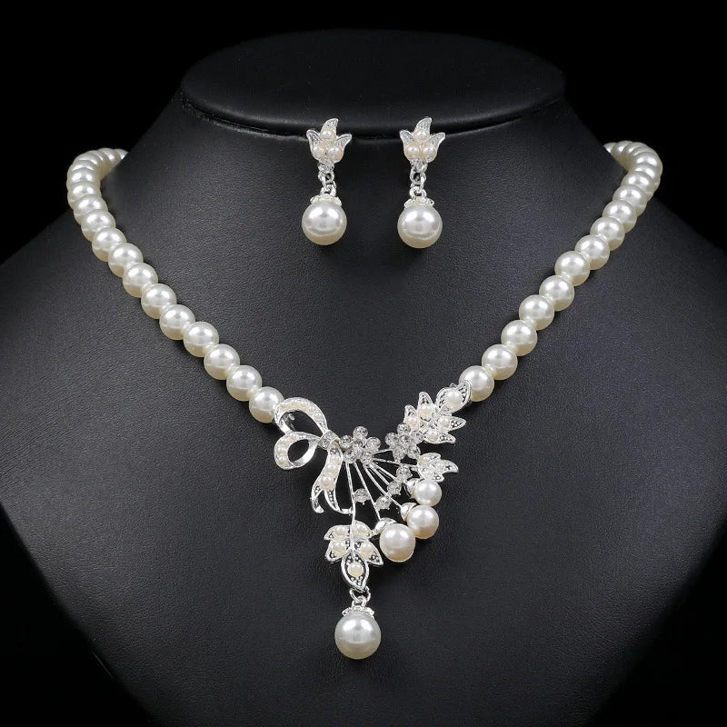 Fashionable African Pearl Jewelry Sets for Women for Weddings and Parties Cheap Wholesale Gift Necklace Earring Sets