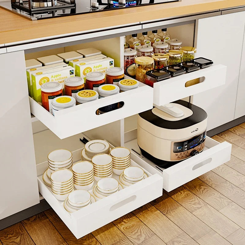 Metal Stand Pull Slide Out Extendable Spice Rack Drawer Organizer for Under Cabinet Kitchen Storage Shelf Countertop Seasoning