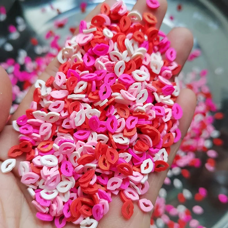 1KG DIY Craft Slime Supplies Valentine Polymer Sprinkles Slices Lips Mixture Polymer Clay Sprinkles