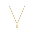 Latest 18K Gold Plated Stainless Steel Jewelry Round Chain Water Drop Raindrop Pendant Trendy for Women Party Necklace P233396