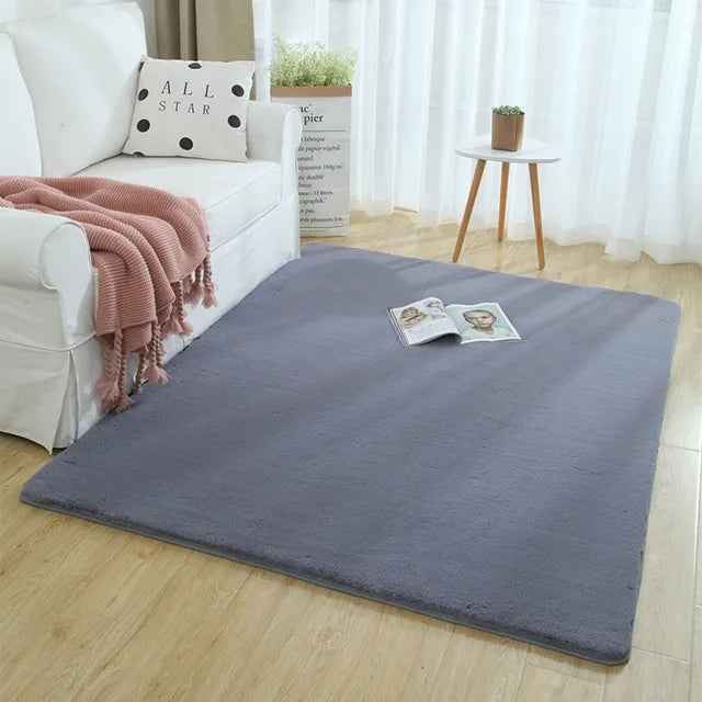 4' X 6' Modern Faux Fur Rug Solid Rabbit Shaggy Artificial Soft Carpet Imitation Rabbit Hair Fur Carpet for Living Room