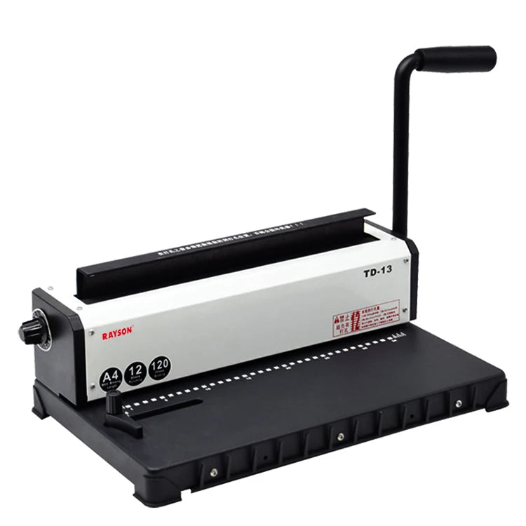 Rayson TD-13 Wire Binding Machine Punch 12 Sheets/Bind 120 Sheets with Sturdy Metal Construction Binder