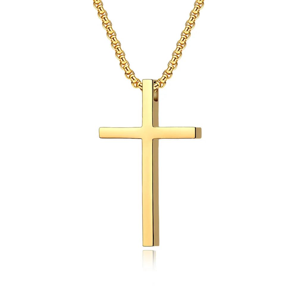 18k Gold PVD Plating Tarnish Free Cross Pendant Necklace Simple Cross Necklace for Unisex