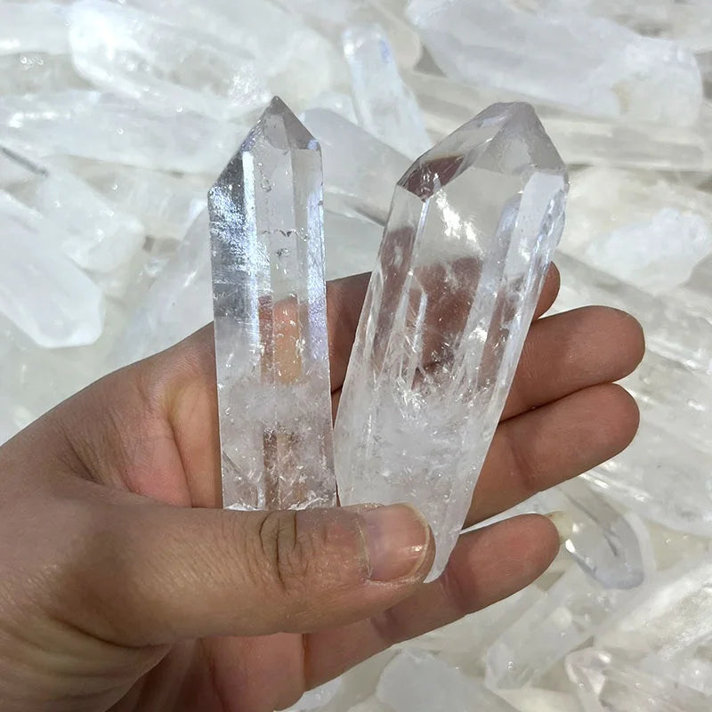 Wholesale Natural Polished Clear White Quartz Wand Crystal Healing Stones Crystal Tumbled Strips Points