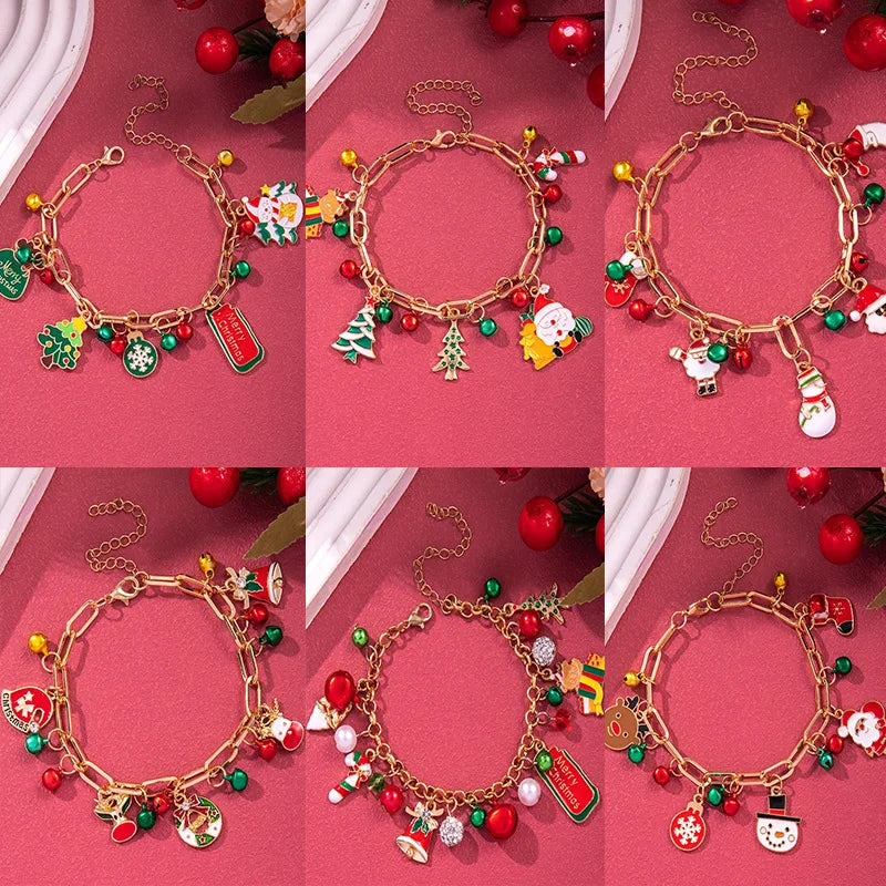 Christmas Bracelet Bell Pearl Bracelet Snowflake Reindeer Christmas Bracelet Festive Holiday Decoration Wholesale N2010192