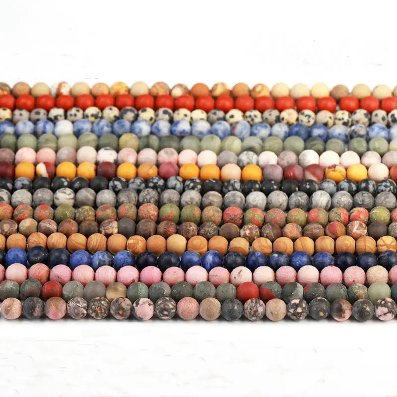 4 6 8 10 12mm Frosted Natural Stone Beads Diy Jewelry Accessories Jade Semi-Finished Matte Frosted Stone Loose Bead Wholesale