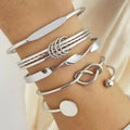 Custom Hot Selling Gold Bangle Sets for Women Geometric Shape Round Turquoise Gold Plated Jewelry Adjustable Bracelets