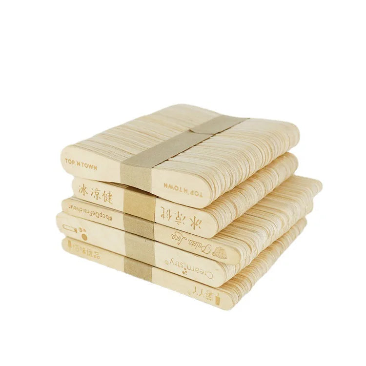 High Quality Biodegradable Birch Wooden Popsicle Sticks Natural Disposable Dinnerware & Tableware for Ice Cream Certificated