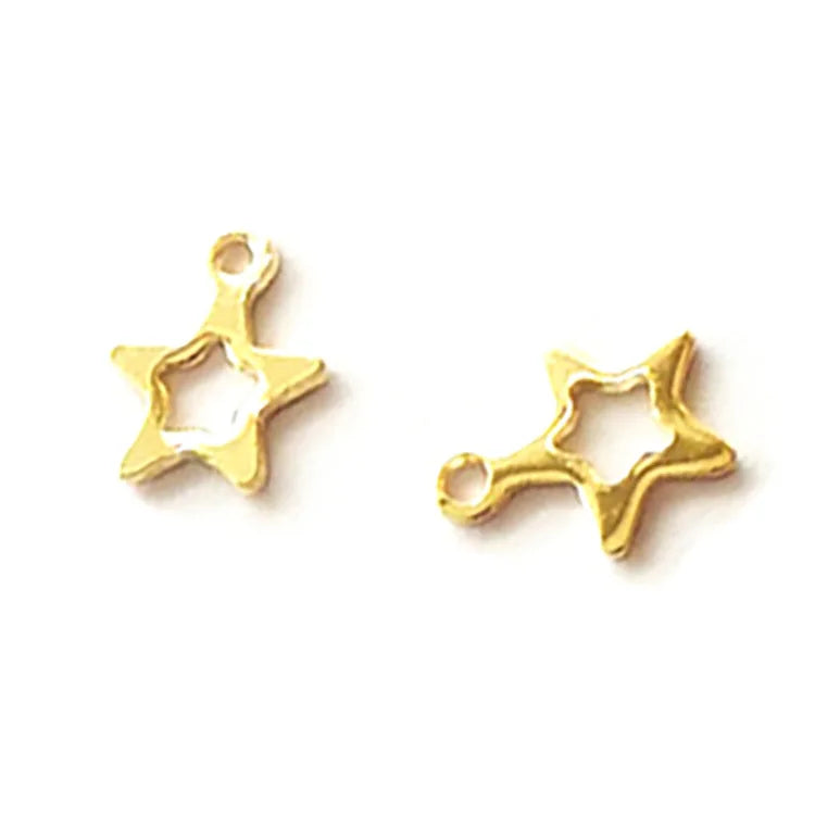 Jewelry Making Accessories-Stainless Steel Star Charm Pendant with Crimp & End Beads Jewelry Findings & Components